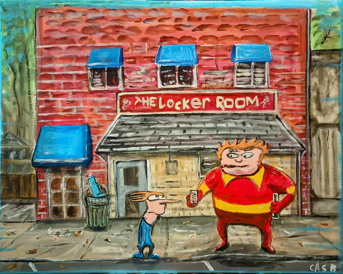 Coach McGuirk and Brendan at the Locker Room