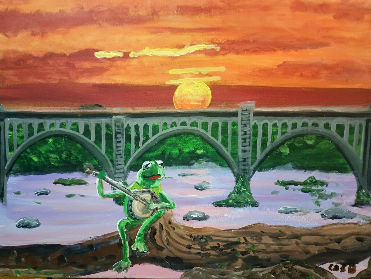 Kermit at the James River, 24"x18" acrylics on canvas